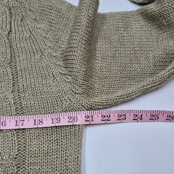 Vintage Men's Classic Cable Knit Crewneck Sweater  Unisex Size Large Tan - Picture 9 of 11
